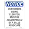 Signmission OSHA Notice Sign, 10" Height, Rigid Plastic, Customers Using Elevator Must Sign, Portrait OS-NS-P-710-V-10883 - alternate 1